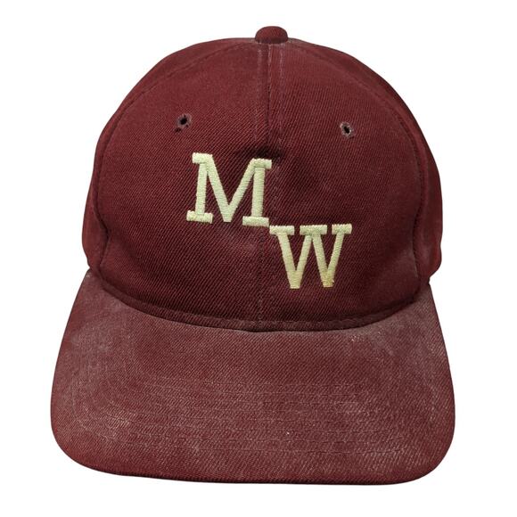 MW Logo Snapback Cap Red One Size Adjustable Embroidered Kudzu Vintage - Picture 1 of 9